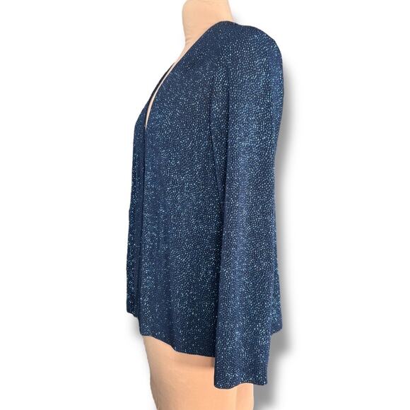 Vintage 90s R&M Richards Petite Navy Blue Open Front Evening Jacket Blazer 12P - Picture 4 of 9